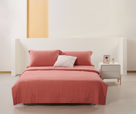 OEM Rayon Linen Quilt Set Solid Duurzame Brandde Oranje Quilt Set