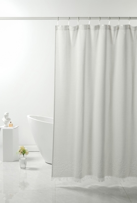 Lichtgrijze douchegordijnen Jacquard 95% katoen 5% gerecycled polyester