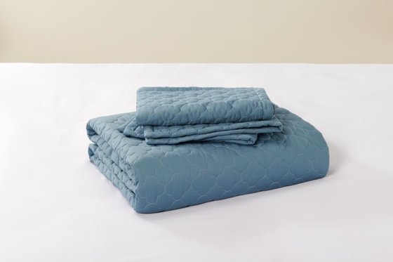 100% katoenen blauwe dekenset Solid King Size Comforter Set Ademhalend
