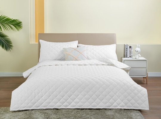 Geprinte witte katoenen deken set Queen Size dekbed op maat